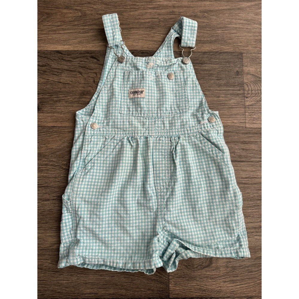 OshKosh B'gosh Mint Green Gingham Kids Overalls